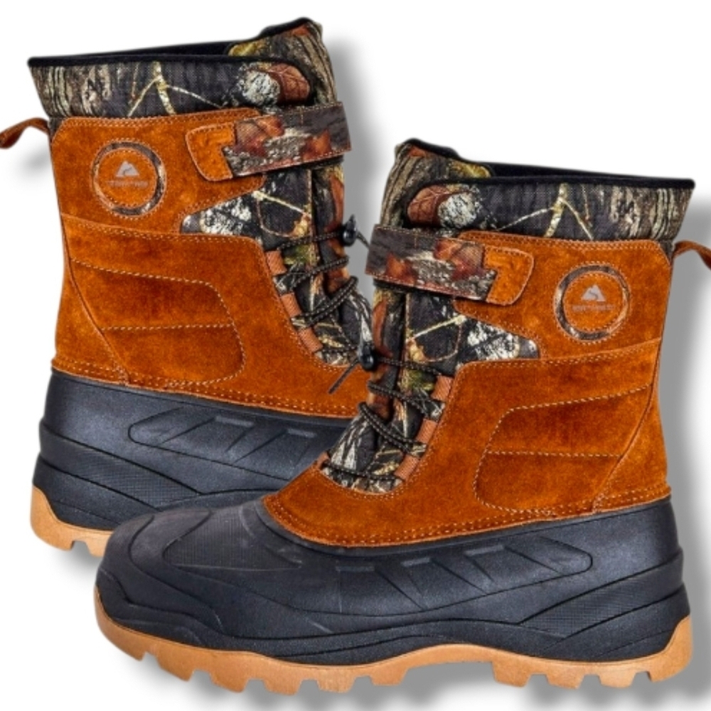 NWT Ozark Trail Mossy Oak Men's Pac Snow Boots w/ 3M Thinsulate & Suede Size 10